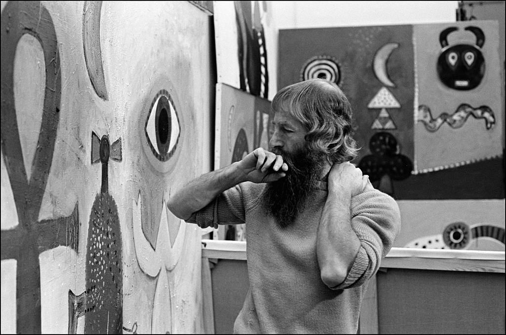 The painter Alan Davie in his studio